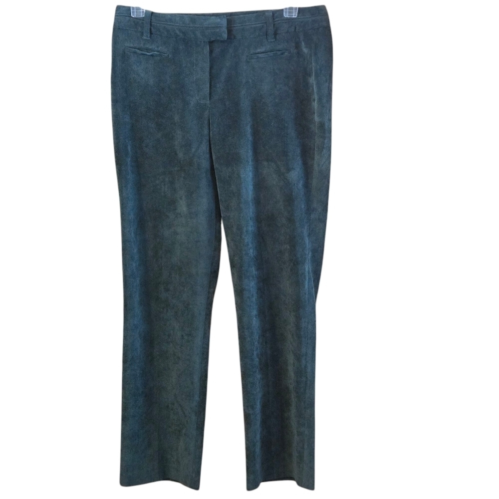 New Directions Pin-Wale Corduroy Pants Green Size 12 Straight Leg Faux Pockets